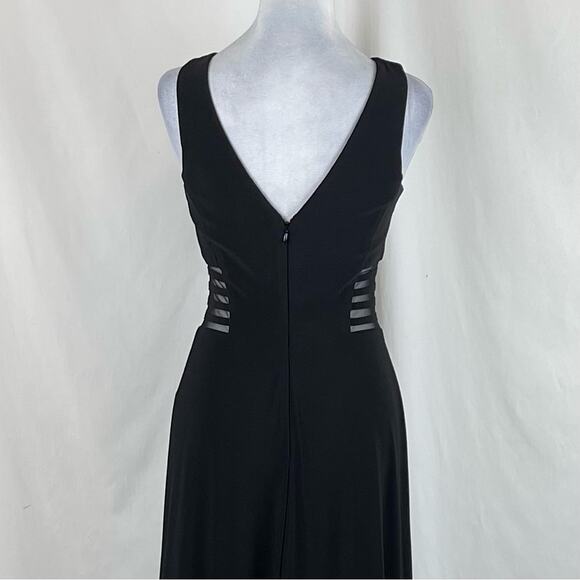 Morgan & Co Black Sheer Cutouts Feminine Party Event Occasion Maxi Dress Size 7 - Picture 7 of 15